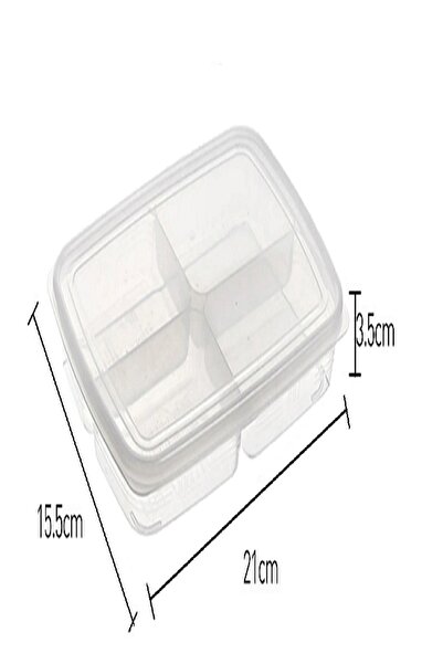 Bayev 2 Pieces 4 Compartments 400 ml Breakfast Storage Container - Tomato Cucumber Diary Storage Container