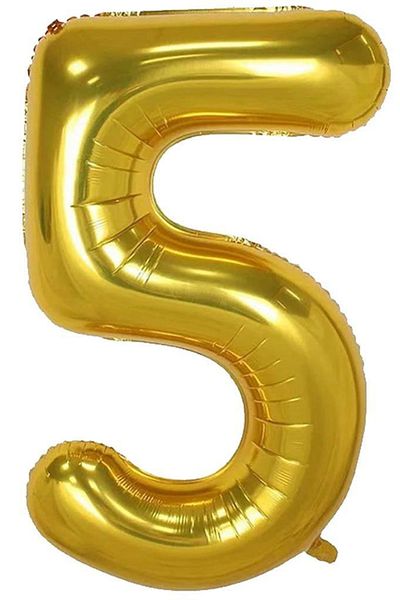 BeySüS Gold number Foil Balloon - 5 numbers 40 Inch