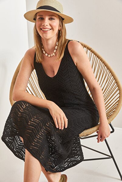 Bianco Lucci Dámské prolamované letní šaty z pleteniny