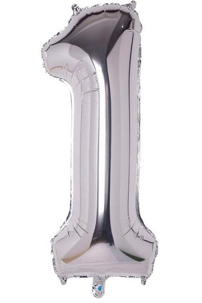 BeySüS 40 Inch Silver Colored Number Foil Balloon - 1 Number