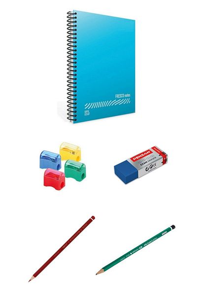 Gıpta 72 YpA4 Checkered Notebook Set, Pencil, Eraser, Pencil Sharpener, Red Copy Pen