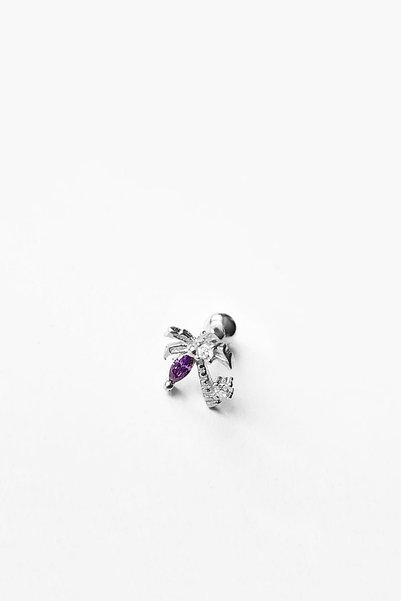 MorMajor Silver Tekli Ithal Palmiye Gümüş Piercing Küpe