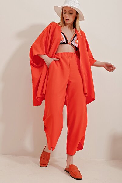 Trend Alaçatı Stili Zweiteiler - Orange - Regular Fit