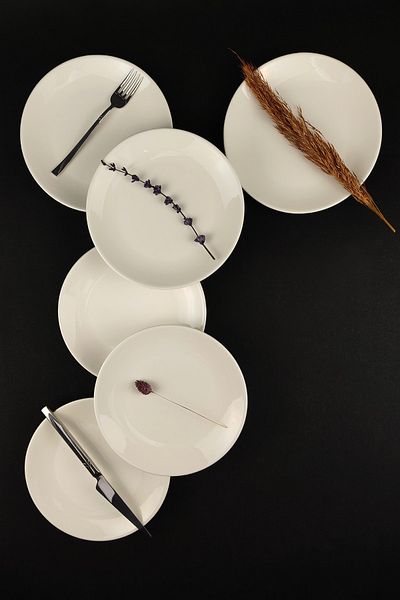 Digithome Set of 6 Sea Form Porcelain Cake Plates 19 Cm Cream - Tl4037058 C320.003