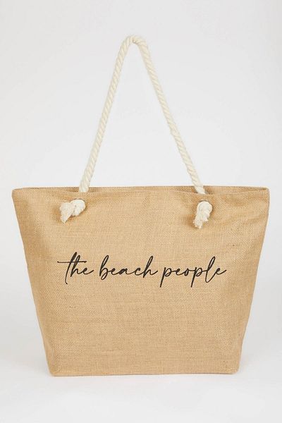 DeFacto Beach Bag - Beige - Graphic