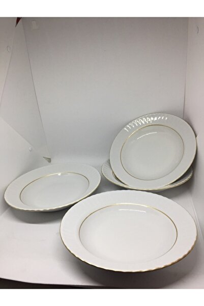 ŞİMDİ KRİSTAL Kütahya Porselen Yaldızlı 22cm Çukur Tabak 6'lı