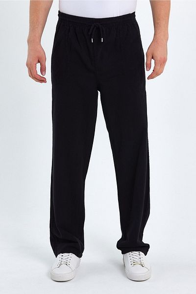 Minharir Men's Black Linen Trousers
