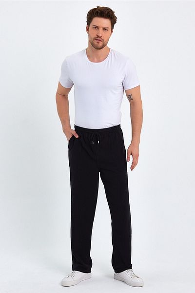 Minharir Men's Black Linen Trousers