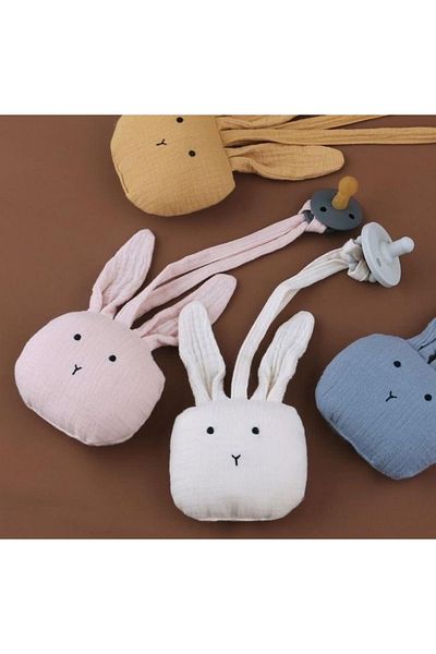 LusnikaStore Pacifier Strap Bunny 100% muslin Cotton Fabric