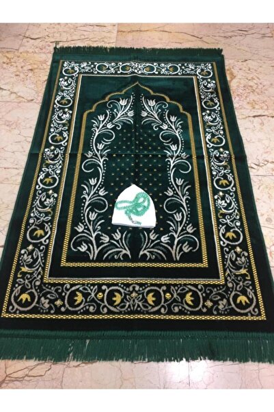 KÖKSAL Yeşil Dodya Kadife Namaz Seccadesi