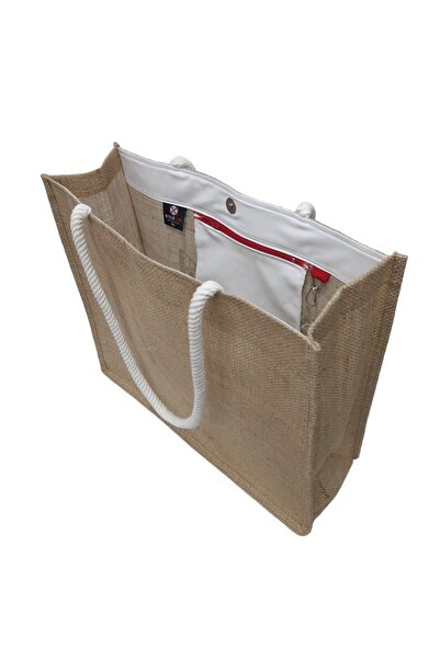 KYLE XM Τσάντα παραλίας από ψάθι από γιούτα με στάμπα Istanbul, τσάντα παραλίας και πισίνας με εσωτερική τσέπη και μπρελόκ