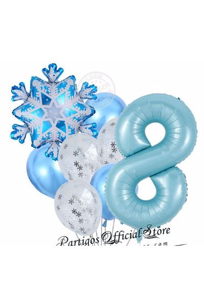 Parti Station Snowflake Frozen Elsa Winter Concept Snowflake 8 Year Old Balloon Concept Birthday Set Age Balloon Set