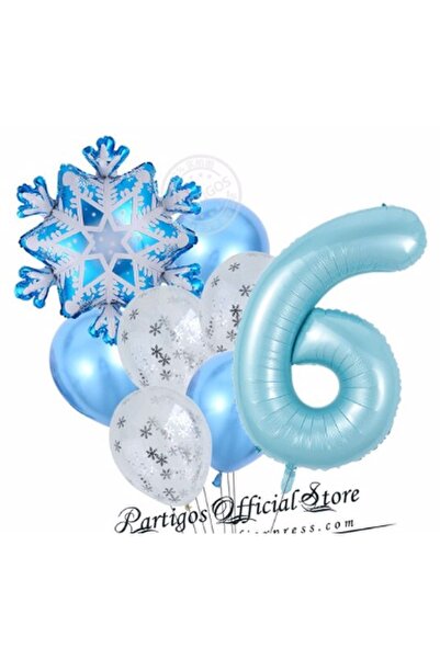 Parti Station Kar Tanesi Frozen Elsa Kış Konsept Snowflake 6 Yaş Balon Konsep...