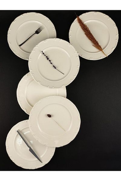 Digithome 6-Piece Liana Serving Plate Set 27 Cm Cream - Tl4035559 C320.003