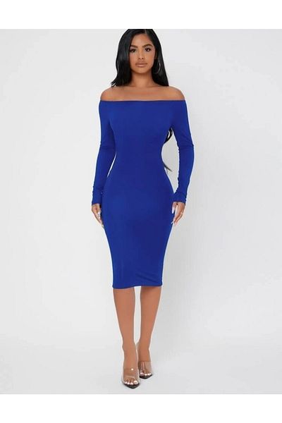 Zagrep Women's Saks Blue Strapless Cut Midi Dress