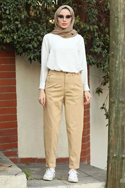 Neways 1143-parça Boya Pensli Pantolon Bej