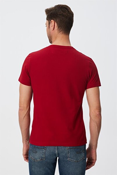 Lee Cooper Twıngo Men's O Neck Pique T-shirt Red