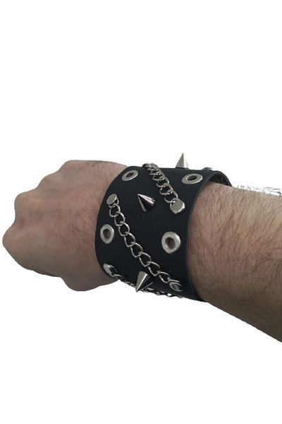Metal Giyim Spayk Chain Detailed Bracelet