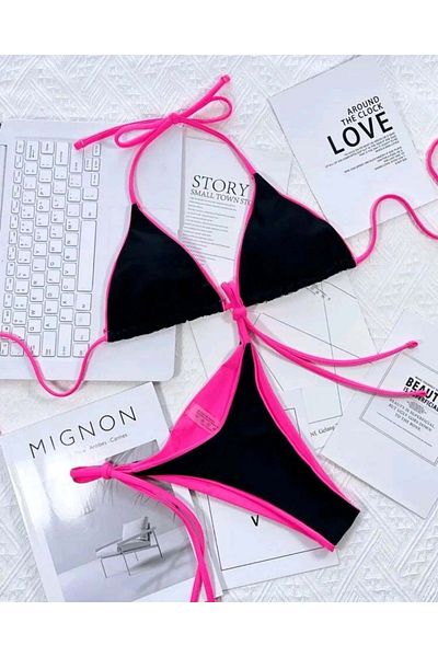 ŞAHPERA BUTİK Σετ μπικίνι με σχέδιο Neon String