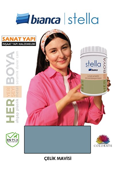 Bianca Stella Su Bazlı Akrilik 1 Lt Çelik Mavisi Boya