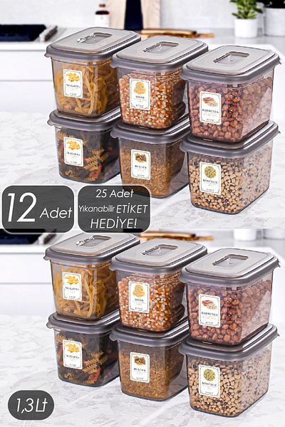 Porsima 1.3 Liter 12-Piece Storage Container with Diamond Label - Pulses Storage Container - Food Storage Container Set