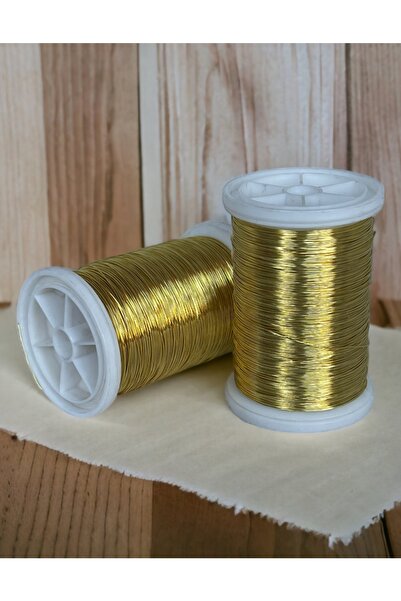 gürbüz filografi 0.30mm(100gr-150metre) Buğday Sarı Renkli Gümüşlü Filografi Teli