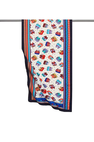 Bursa İpek Saks Red Patterned Silky Scarf