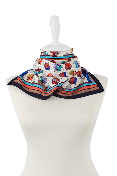 Bursa İpek Saks Red Patterned Silky Scarf