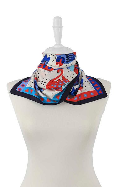 Bursa İpek Indigo Saks Patterned Silky Scarf
