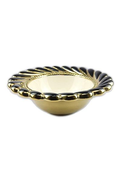Digithome Callavi Round Porcelain Salad Bowl 29 Cm Black Gold - Gbo 174 C320.113
