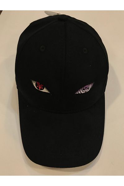 Orijin Tekstil Naruto Eyes Embroidered Unisex Black Hat