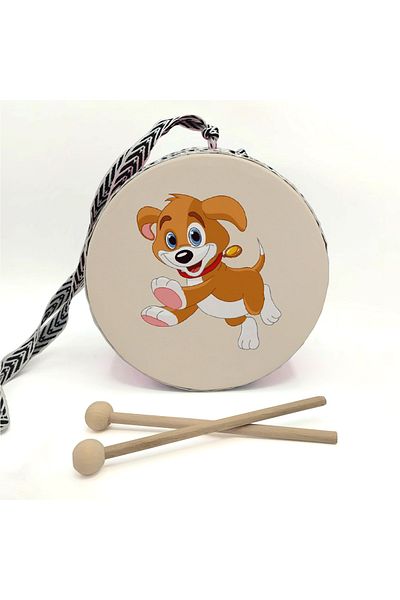 BAKSEPETE Cute Dog Printed Leather Toy Children's Drum Red (1-5 Years)