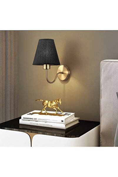 burenze Modern Tasarım Duvar Aplik Gold Gövde Siyah Elektrikle Çalışır