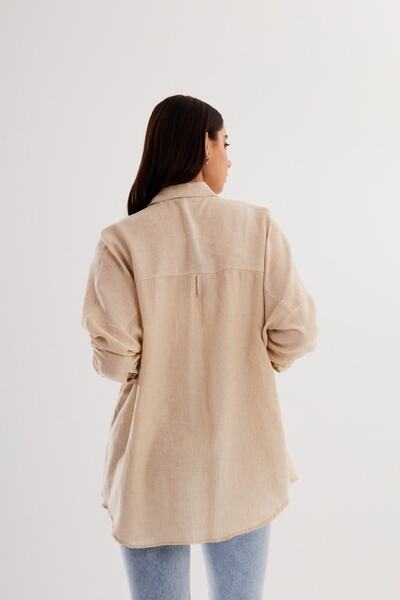 FEMELLE Damska koszula oversize z cekinami i haftem na nowy sezon (pasuje do rozmiaru 36-46)