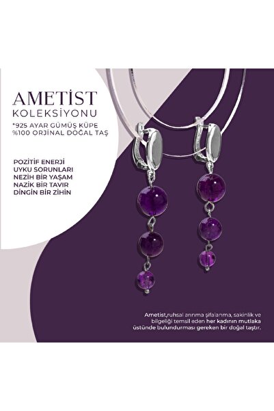 OSMANLI DOĞAL TAŞ Sertifikalı Ametist Doğal Taşlı 3 Katlı Sallantılı Tasarım ...