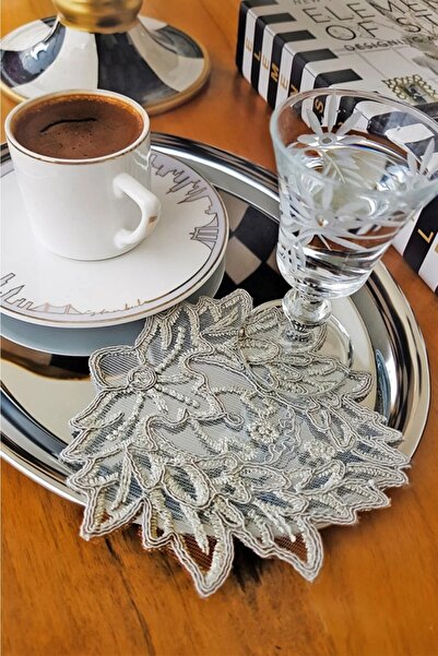 Emtory 6 Adet Love Gri Fransız Tarzı Modern Bardak Altlığı & Kokteyl Peçetesi