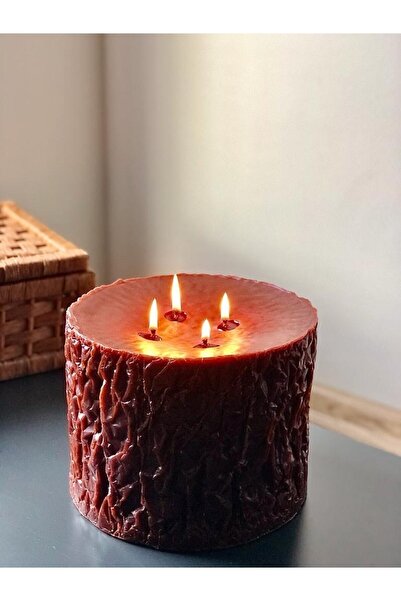 Luz&Brillante Tasarım Dev Kütük Mum, Kokulu Dev Silindir Ağaç Görünümlü Kütük...