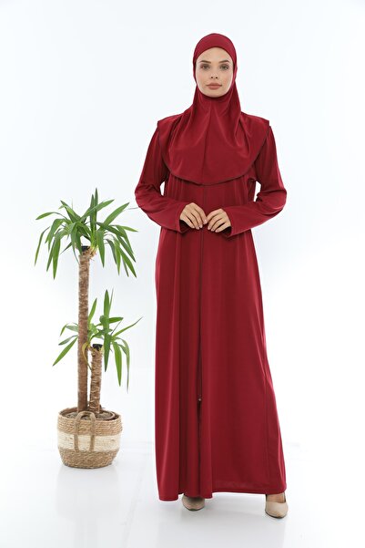 medipek Easy to Wear Zippered One-Piece Prayer Dress Claret Red