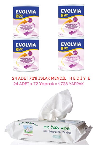 Evolvia Rp2 4 Adet + 24 Adet 72'li Islak Mendil (1.728 Yaprak)