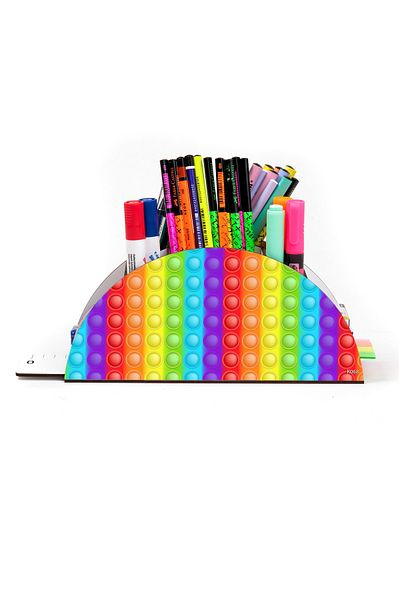 kutuTR Rainbow Pattern Vip Popit Series - Organizer Mount Pen Holder for Kids, Desktop