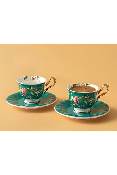 English Home Green Vanilla New Bone China Coffee Cup Set - 90 ml Set of 2