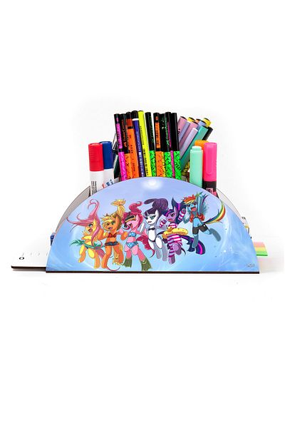 kutuTR Wooden Vip Anime Series Rainbow Ruled Desktop Pen Holder For Kids Organizer Assembled Boxed