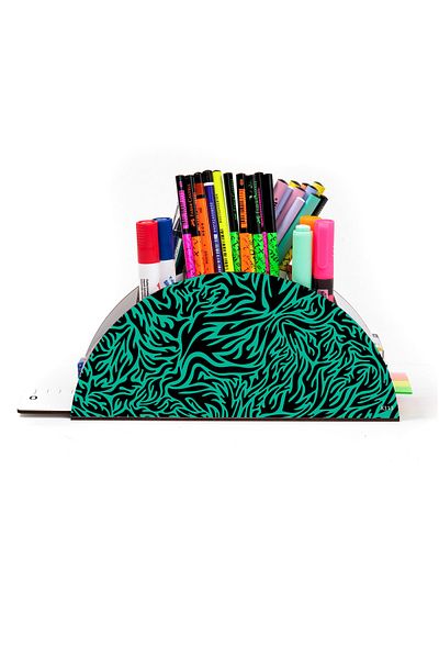 kutuTR Wooden Vip Waves Rainbow Ruled Desktop Pen Holder Organizer Assembled Boxed