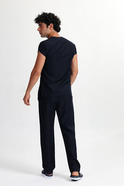 BAŞAK Scrubs pentru bărbați negri - Tricou din Lycra pentru medic și asistentă