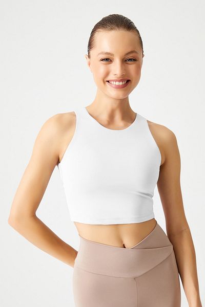 Los Ojos Bílé Halter Deckline Bra Tričko Tričko