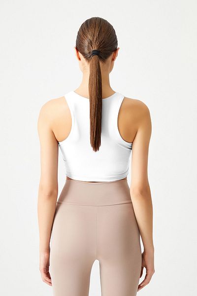 Los Ojos Bílé Halter Deckline Bra Tričko Tričko