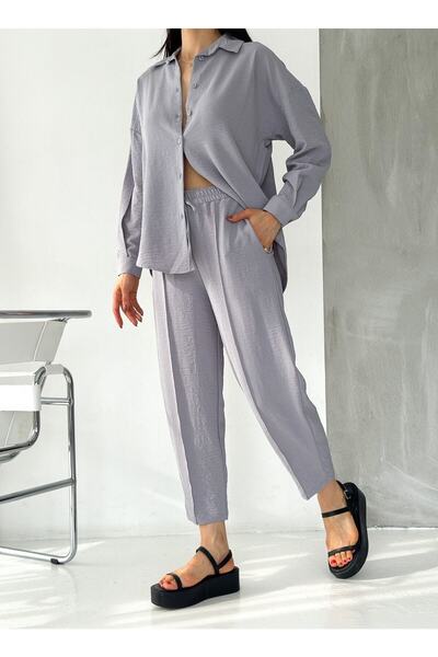 alenmoda Costum de damă Ayrobin cu cămașă casual