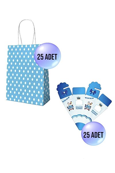 Azebu Sünnet Mevlüdü Hediyelik Seti, 25 Kişilik Çanta Ve Mevlüd Şekeri Külah ...