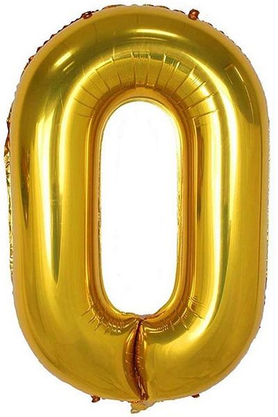 BeySüS Gold number Foil Balloon - 0 number 40 Inch