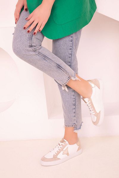 SOHO Skin-White-Gold Women's Sneakers 17994